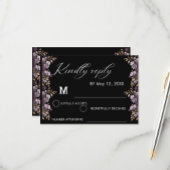 Paarse bloem en gouden blad wieden Rsvp kaart