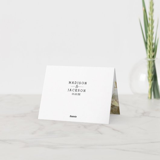 Paarse Bloem en Zilveren Lijst Trouw Dank Je Bedankkaart (Achterkant)