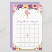 Paarse Bloem Fee Baby Shower Bingo Spel (Voorkant / Achterkant)