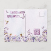 Paarse Bloem Fee Eerste QR Code Foto Verjaardag Uitnodiging Briefkaart (Achterkant)