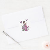 Paarse Bloem Fee en Vlinder Stickers (Envelop)