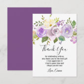 paarse bloem, floreel dank je wel kaartje bedankkaart (Voorkant / Achterkant)