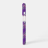 Paarse Bloem Fluit Monogram Naam Hoesje iPhone 16 Hoesje (Linkerkant)
