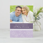 Paarse Bloem Foto 25e Verjaardagsuitnodiging Kaart (Staand voorkant)