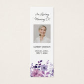 Paarse bloem foto begrafenis Bladwijzer Mini Visitekaartjes (Voorkant)