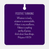 Paarse Bloem Foto Bijbel Verse Positief Denken Metalen Ornament (Achterkant)