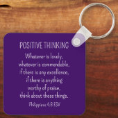 Paarse Bloem Foto Bijbel Verse Positief Denken Sleutelhanger (Achterkant)