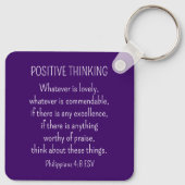 Paarse Bloem Foto Bijbel Verse Positief Denken Sleutelhanger (Achterkant)