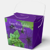 Paarse Bloem Foto Bijbelvers 40ste Verjaardag Bedankdoosjes (Voorkant)