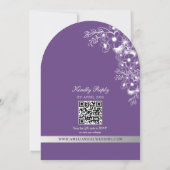 Paarse Bloem Foto QR Code Trouwen Kaart (Achterkant)