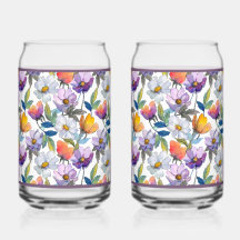 Paarse Bloem Frisdrank Glas