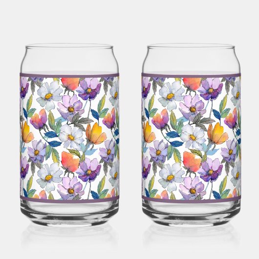 Paarse Bloem Frisdrank Glas (Voorkant)
