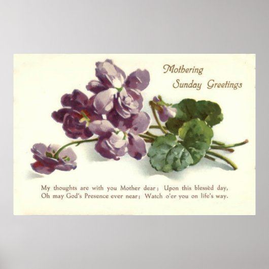 Paarse Bloem Gebed Zondag Moederdag Poster (Voorkant)
