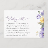 Paarse bloem, gele bloem, bruiloft wensen goed informatiekaartje (Voorkant)