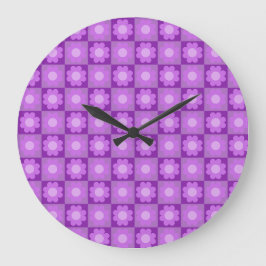 Paarse Bloem Geometrisch Patroon Grote Klok