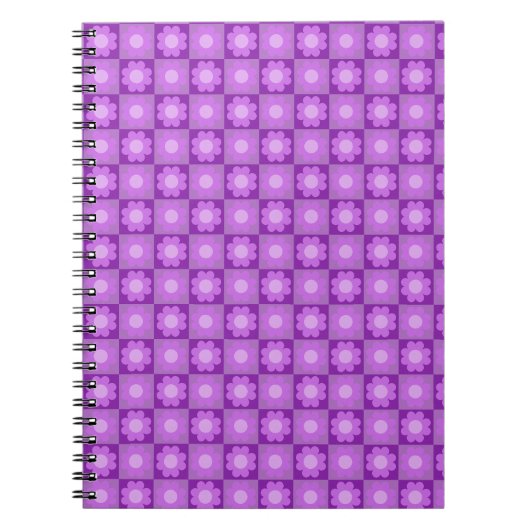 Paarse Bloem Geometrisch Patroon Notitieboek (Voorkant)