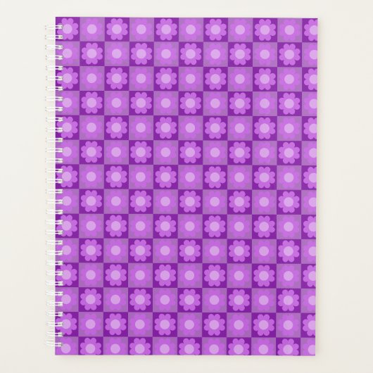 Paarse Bloem Geometrisch Patroon Planner (Voorkant)