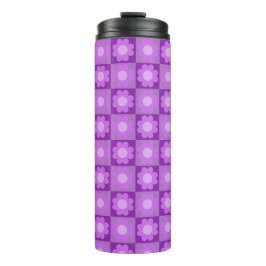 Paarse Bloem Geometrisch Patroon Thermosbeker