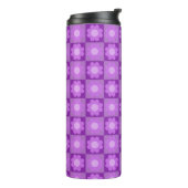Paarse Bloem Geometrisch Patroon Thermosbeker (Gedraaid links)