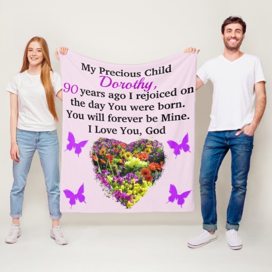  PAARSE BLOEM GEPERSONALISEERDE 90E FLEECE DEKEN (In situ)