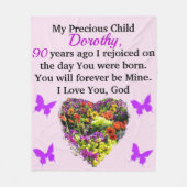  PAARSE BLOEM GEPERSONALISEERDE 90E FLEECE DEKEN (Voorkant)