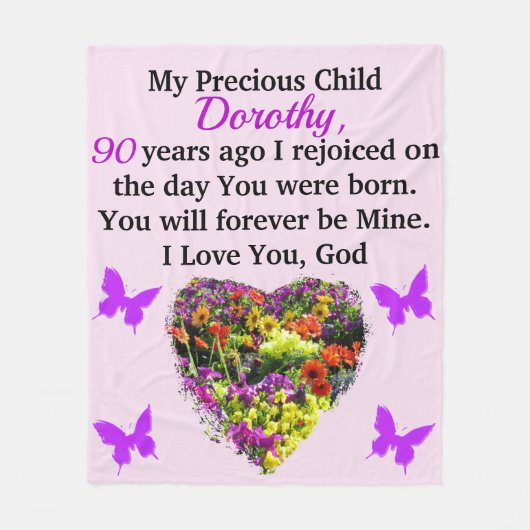  PAARSE BLOEM GEPERSONALISEERDE 90E FLEECE DEKEN (Voorkant)