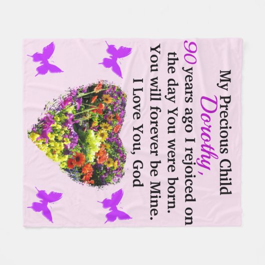 PAARSE BLOEM GEPERSONALISEERDE 90E FLEECE DEKEN (Voorkant (Horizontaal))