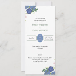 Paarse bloem gepersonaliseerde bruiloft kaart