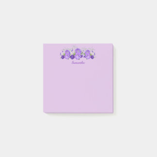 Paarse bloem gepersonaliseerde Post-it-briefjes 3x Post-it® Notes