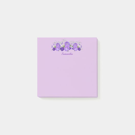 Paarse bloem gepersonaliseerde Post-it-briefjes 3x Post-it® Notes (Voorkant)