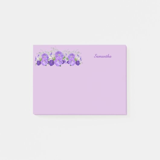 Paarse Bloem Gepersonaliseerde Post it Notities 4x Post-it® Notes (Voorkant)
