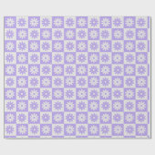 Paarse bloem geruit retro gespeelde patroon cadeaupapier (Vlak)