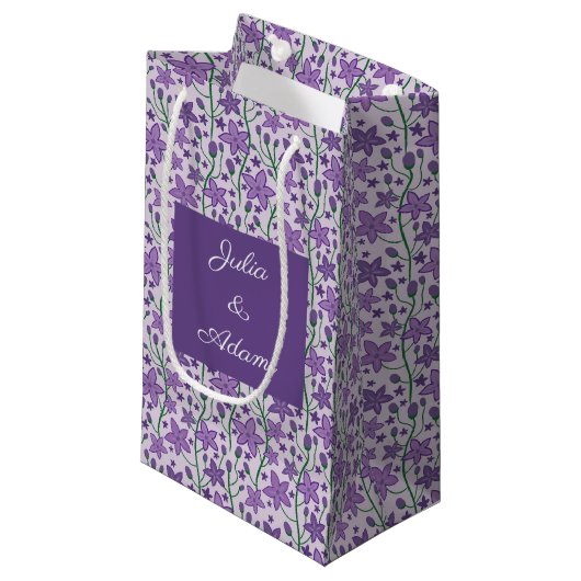 Paarse Bloem Geschenk Zak Klein Cadeauzakje (Voorkant Gekanteld)