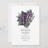 Paarse Bloem Gothic Trouw QR Code Kaart (Voorkant)