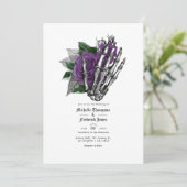 Paarse Bloem Gothic Trouw QR Code Kaart (Staand voorkant)