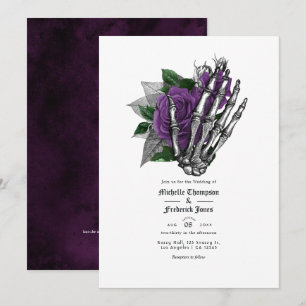 Paarse Bloem Gothic Trouw QR Code Kaart