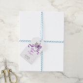 Paarse Bloem Groene Lint Verjaardag Cadeaulabel (Met Touw)
