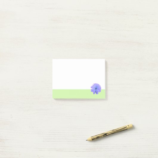 Paarse Bloem Groene Rand Post-it® Notes (Op bureau)