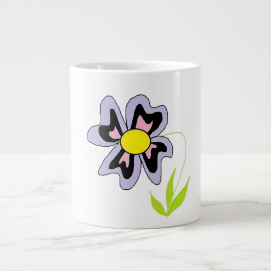 paarse bloem grote koffiekop (Voorkant)