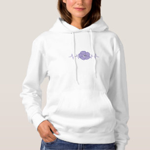 Paarse Bloem Hartslag Hoodie