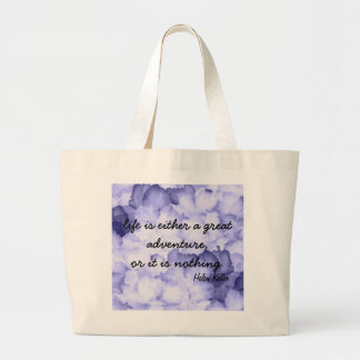 Paarse bloem Helen Keller citeert canvas tas. Grote Tote Bag