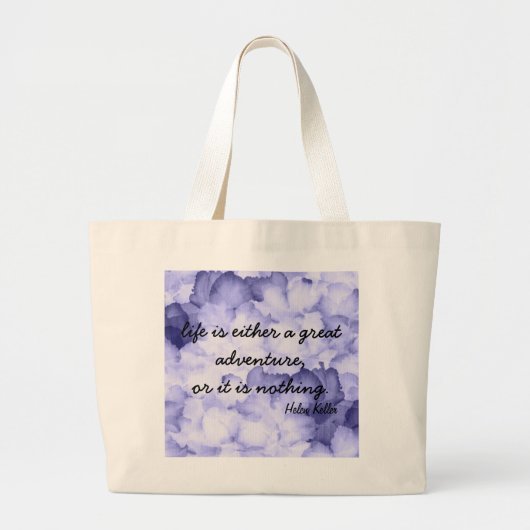 Paarse bloem Helen Keller citeert canvas tas. Grote Tote Bag (Voorkant)