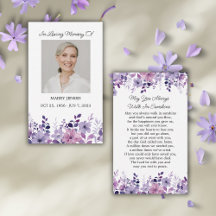 Paarse Bloem Herdenkingsfoto Funeral Gebedskaart