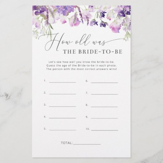 Paarse bloem Hoe oud was de bruid om mee te spelen (Voorkant)