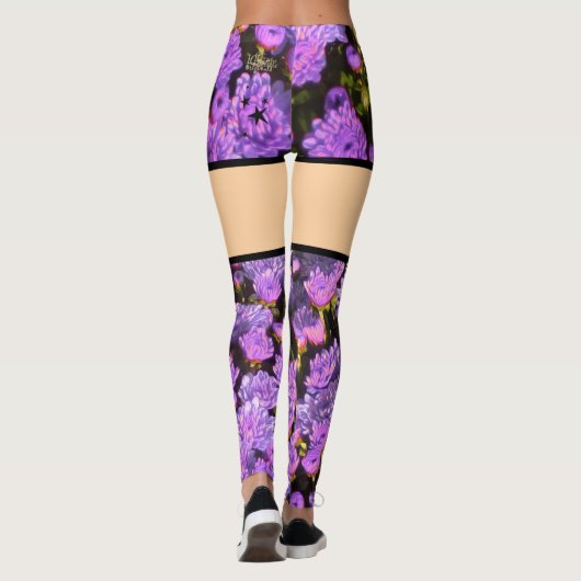 Paarse bloem illusie Leggings (Achterkant)