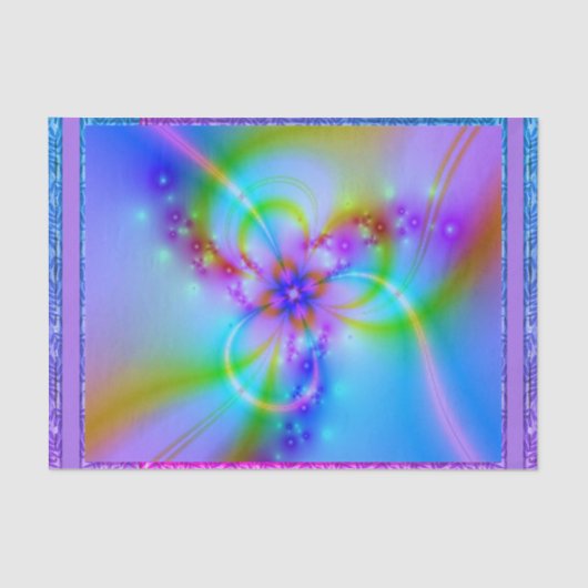 Paarse bloem in blauw tissuepapier (Voorkant)