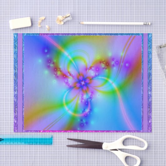 Paarse bloem in blauw tissuepapier (Craft)