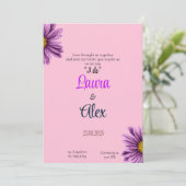 Paarse Bloem Inspiratie Uitnodiging voor een bruil (Staand voorkant)