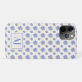 Paarse bloem iPhone / iPad hoes met initialen (Achterkant (horizontaal))