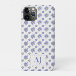 Paarse bloem iPhone / iPad hoes met initialen